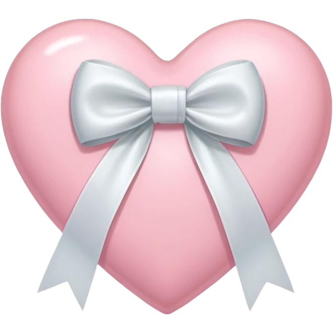 pastel pink heart with white ribbon tied in a bow emoji