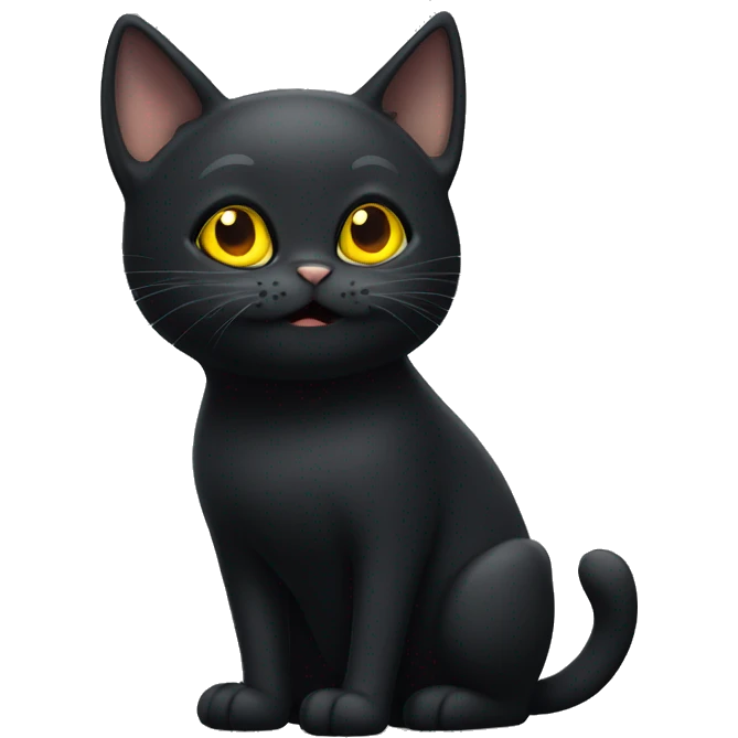 surprised black cat with yellow eyes emoji