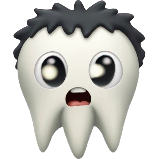 A midge (very tiny fly from scotland) looking like a vampire (tooth), view from face/profile, looking like embarassed emoji