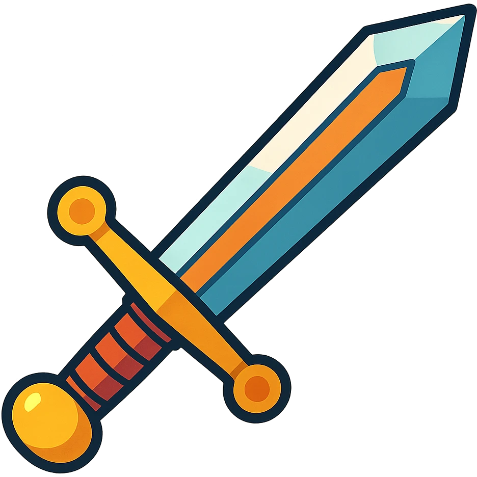 a viking blade, bastard sword, stylized cartoon look, transparent background emoji