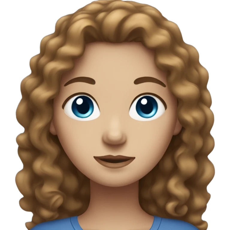 Woman with long curly brown hair. White woman. Blue eyes. Pregnant.  emoji