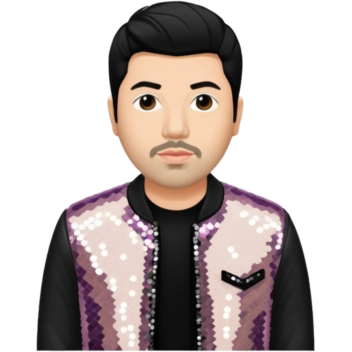 Chino Moreno with ivory sequin jacket, black shirt emoji