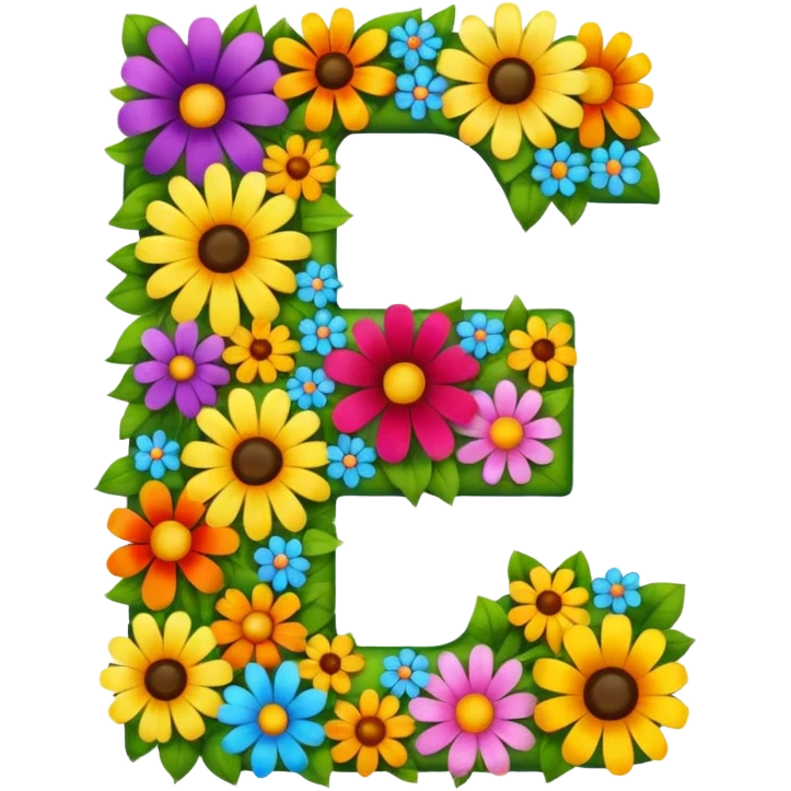 large number 7 made up of assorted bright flowers emoji