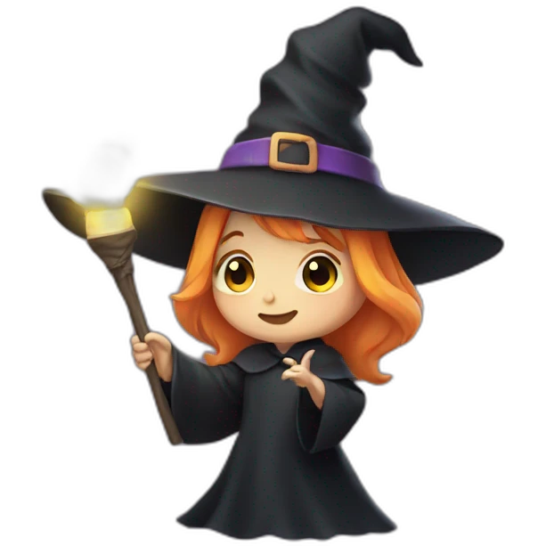cute witch holding a light emoji