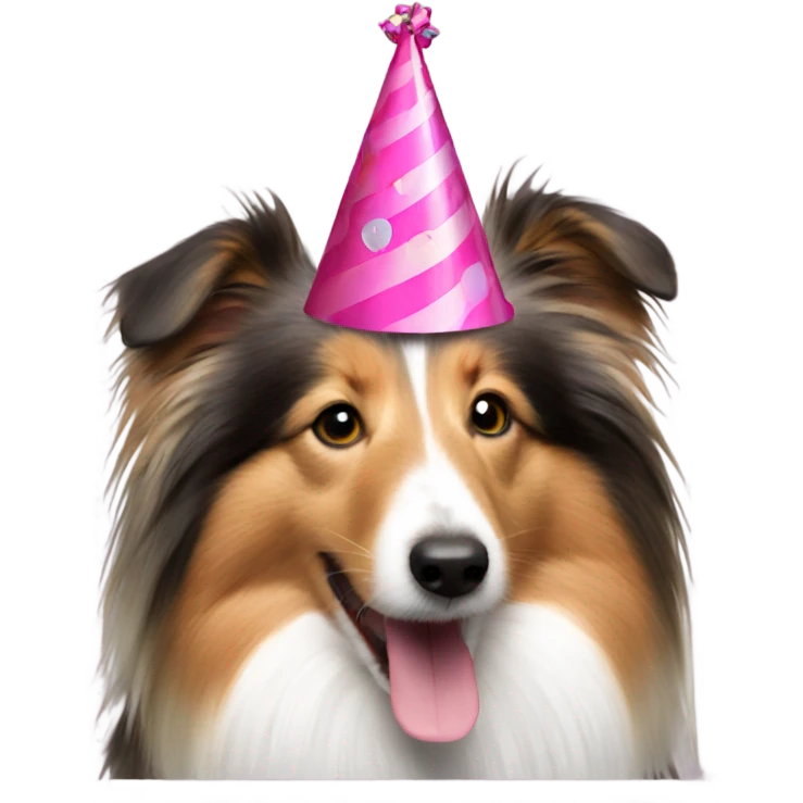 Sheltie wearing a party hat  emoji
