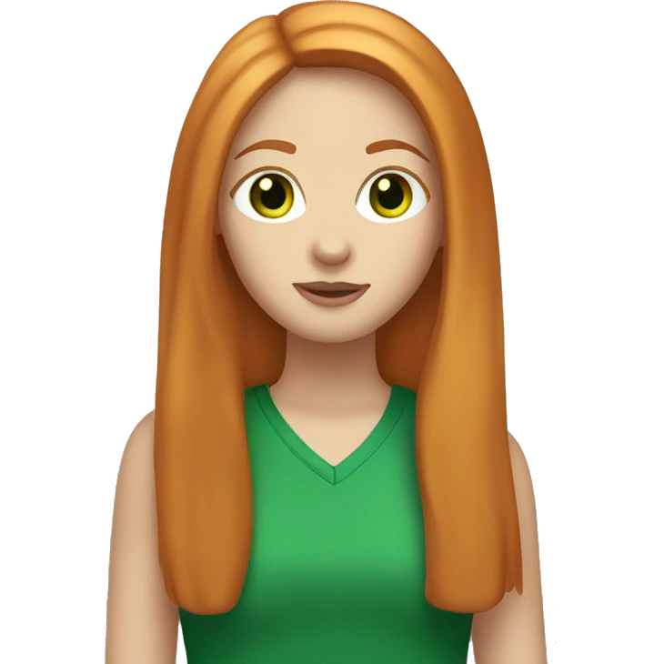 Girl with straight ginger hair and green eyes emoji