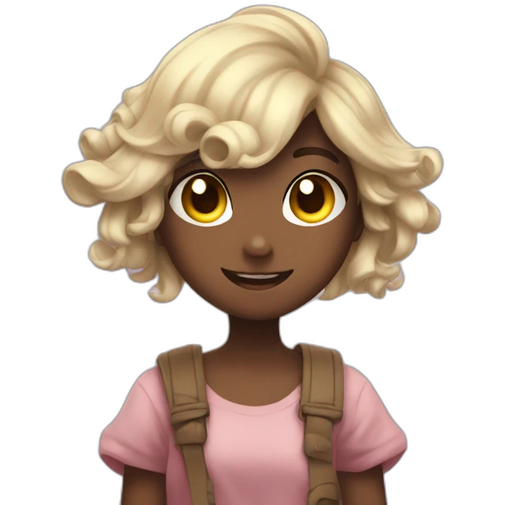 digital art of a Cute girl discord emoji wave to say hello emoji