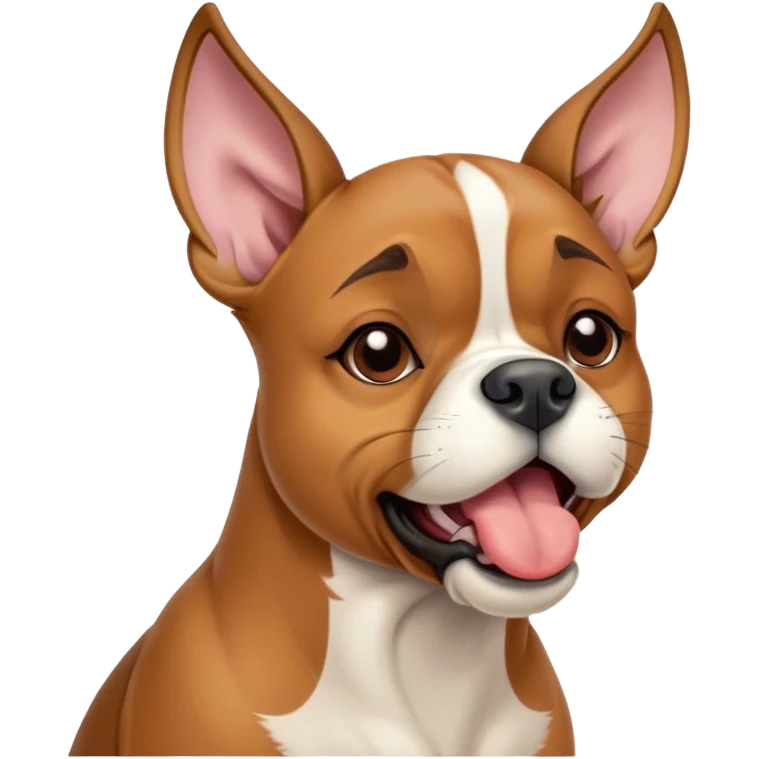 Cinematic Cute Yawning Fawn Boxer dog Portrait Emoji, Head tilted slightly with a dramatic, wide-open yawn, showcasing a short fawn Fur with a crisp white muzzle and chest, floppy ears slightly drooping, round brown eyes barely open in drowsy contentment, Simplified yet irresistibly adorable features, highly detailed, glowing with a soft, cozy glow, high shine, relaxed yet expressive, stylized with a touch of whimsy, bright and endearing, soft glowing outline, capturing the essence of a sleepy yet affectionate guardian, so drowsy it feels like it could stretch right out of the screen and curl up for a nap! emoji