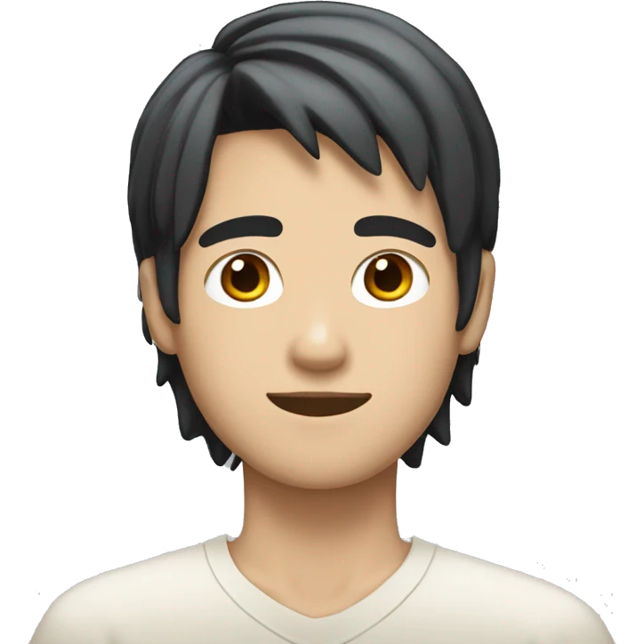 white skin color japanese man with black anime hair, make it from shoulders and create only one emoji emoji