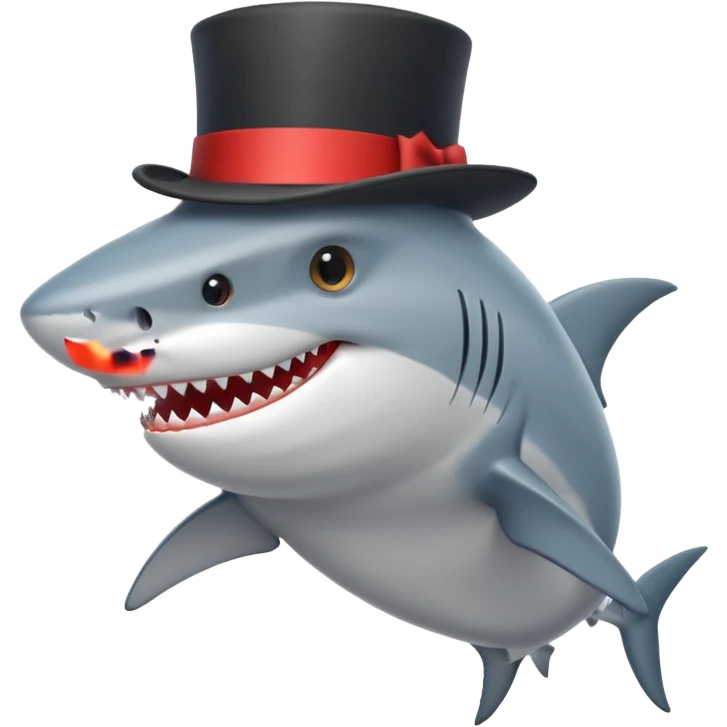 Shark with a top hat emoji