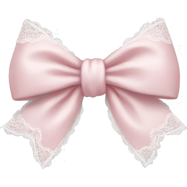 light pink bow with white lace  emoji