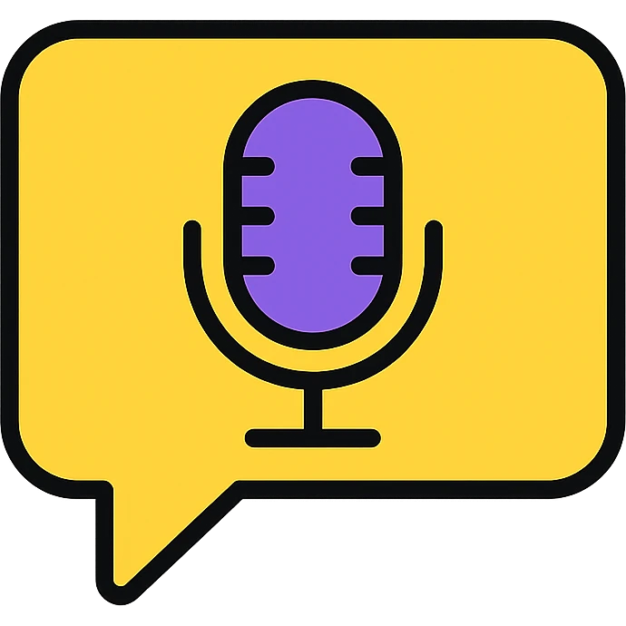 voice chat widget icon, speech bubble with microphone, clean and minimal, app UI style emoji