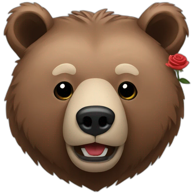 grizzly head with a rose emoji