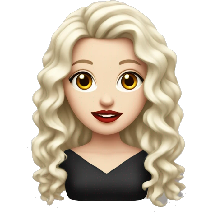 White Girl, red lipstick with red horns with long curly black hair emoji