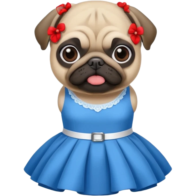 Pug realista com vestido azul emoji