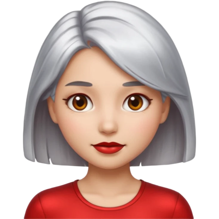 sexy Girl emoji with metallic silver hair, iOS emoji style, soft facial features, glossy chrome hair texture, minimal shading, clean background, modern aesthetic emoji