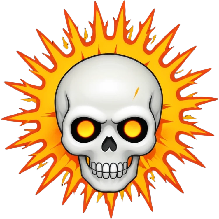 skull with exploding head, cartoon style explosion, emoji style emoji