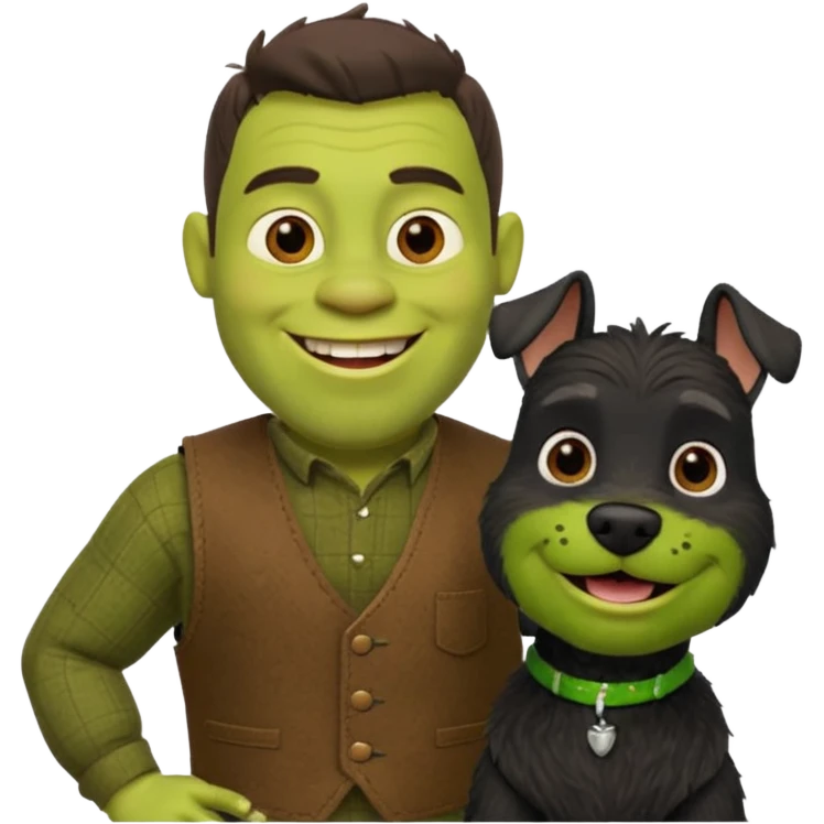 Shrek with a miniature black schnauzer emoji