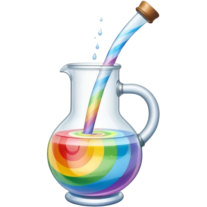 bong with swirling rainbow water inside, simple glass design, no fruit emoji
