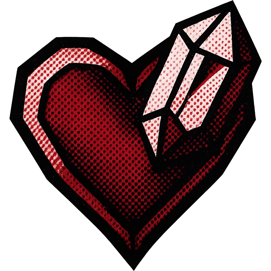 gothic style heart with a crystal, black and crimson colors emoji