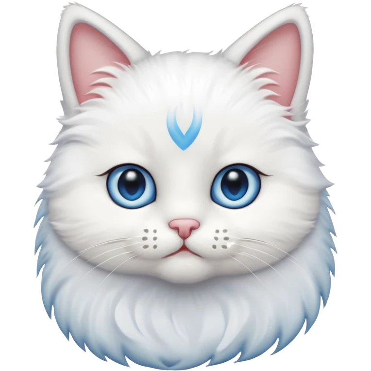 Teddy cat white with blue eyes iOS style emoji