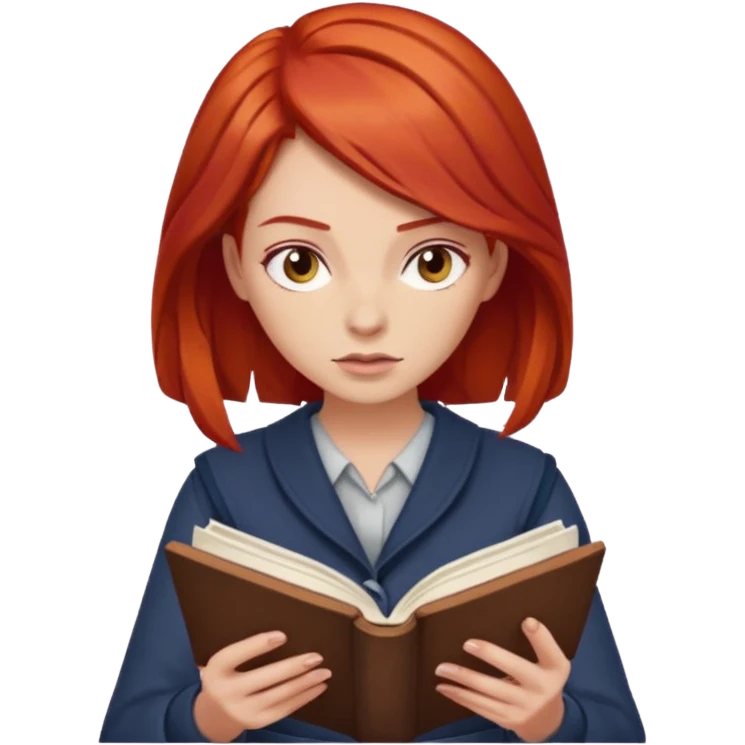 woman with red hair, reading a rulebook emoji