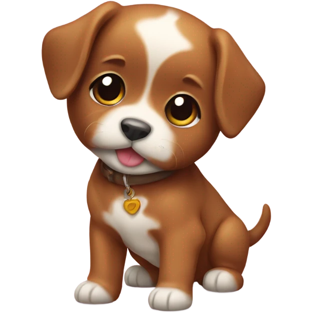 A cute puppy with toffee emoji