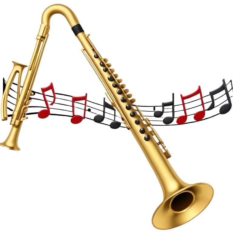 Create a sophisticated and elegant emoji that represents orchestration and arrangement. The design should feature a conductor’s baton, musical notes, and a symphonic score, symbolizing the process of arranging and orchestrating music. Incorporate instruments like a violin, trumpet, and piano keys subtly in the background, representing different sections of the orchestra. Use classical and refined colors such as gold, deep red, and black to evoke the grandeur and precision of orchestration. The background should be transparent. emoji