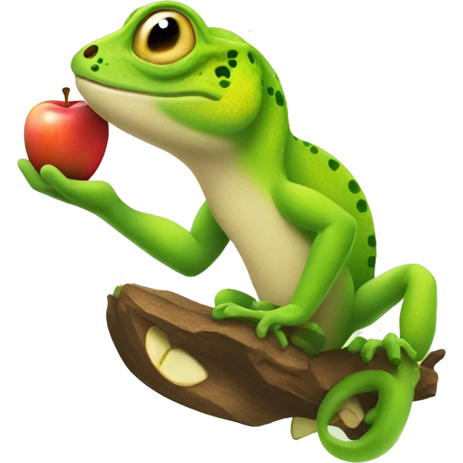 gecko with an apple emoji