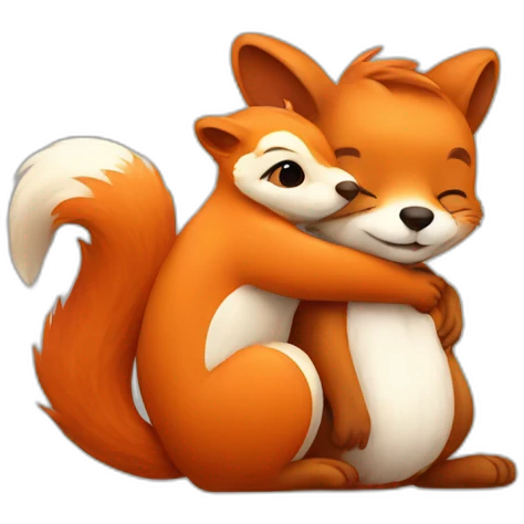 squirrel hugging fox emoji