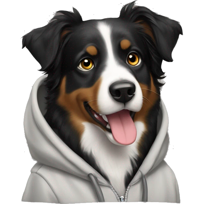 Black Australian shepherd in a hoodie emoji