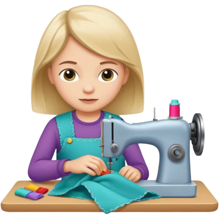child sewing clothes emoji