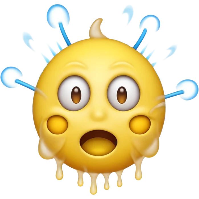 Yellow emoji face with eyes popping out like a spring, steam coming from ears, extreme shock, 3D glossy texture, vibrant colors." emoji