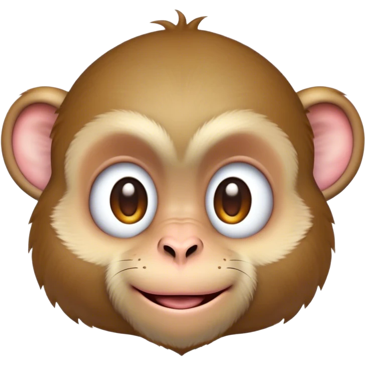 Cinematic Cute Macaque Portrait Emoji, Head tilted playfully and inquisitively, with a charmingly mischievous face accented by soft, fuzzy fur and round, sparkling eyes filled with curiosity, Simplified yet irresistibly adorable features, highly detailed, glowing with a warm, friendly glow, high shine, affectionate and lively, stylized with a touch of primate whimsy, bright and endearing, soft glowing outline, capturing the essence of a playful macaque that seems as if it could jump out of the screen into your arms! emoji