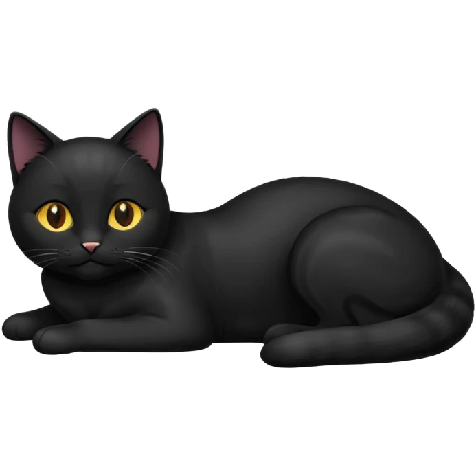 Black cat laying down purring emoji
