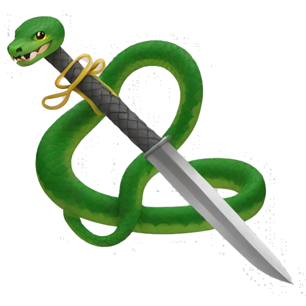 Snake slithering around sword  emoji