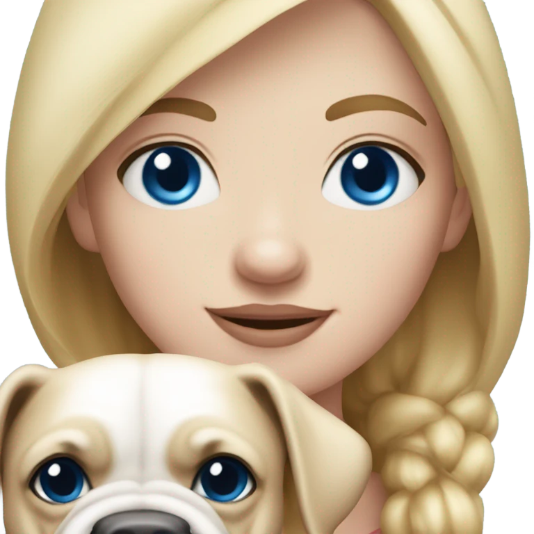 Blonde hair blue eyes girl with British bull dog emoji