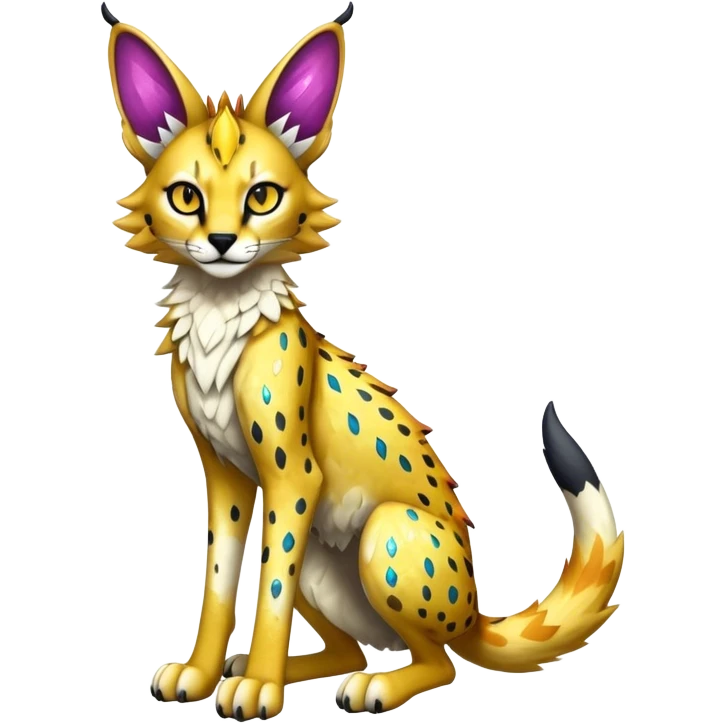 Epic Edgy Colorful Sparkly Sergal-Serval-Vernid full body emoji