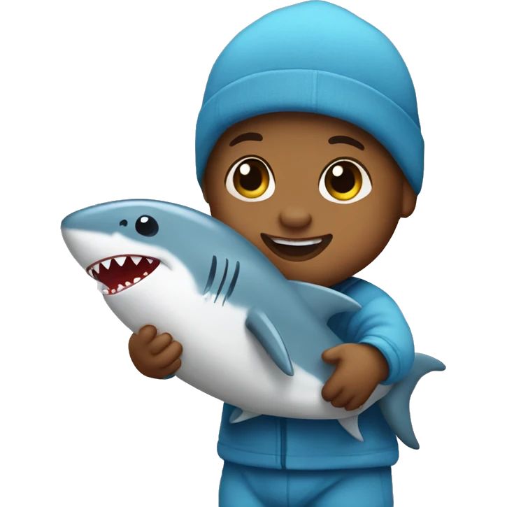 baby with a shark toy emoji