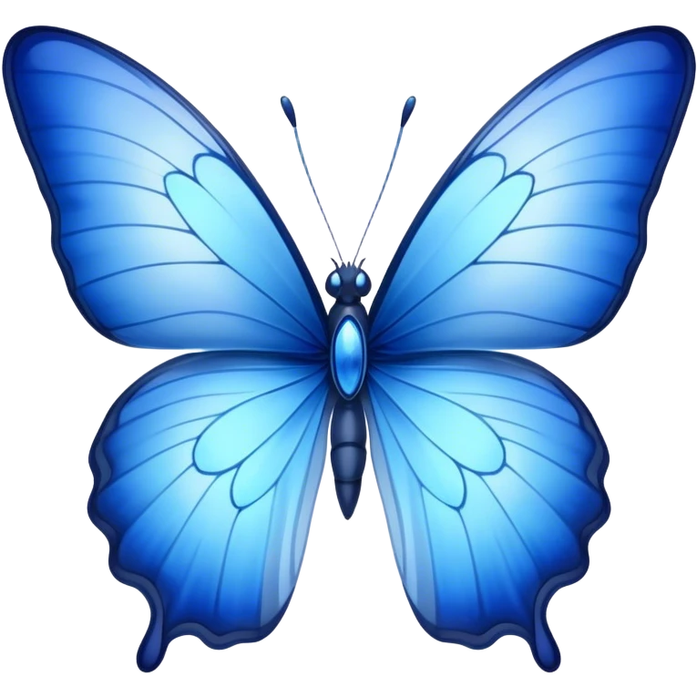 Cinematic Realistic Noble Blue Butterfly Portrait Emoji, Poised and graceful, with delicate, translucent wings rendered in vivid sapphire and indigo tones, a slender, elegant body with finely detailed textures, and gentle, reflective eyes, illuminated by soft natural light, high shine, intelligent and ethereal, styled with an air of refined natural beauty, focused and attentive, soft glowing outline, capturing the essence of a watchful and confident blue butterfly that appears to flutter out of the screen with effortless grace! emoji