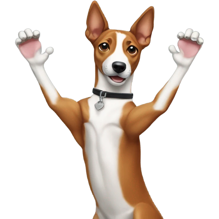 Basenji holding his arms up emoji