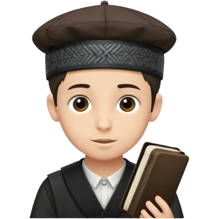 a boy with kippa and not a hat putting on tefillin emoji