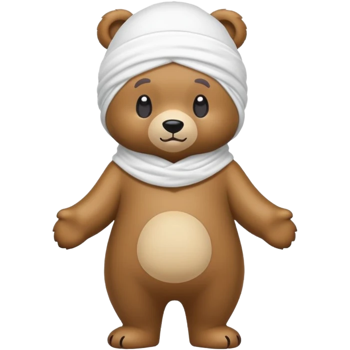 Full-length cartoon bear with white durag, standing on two legs, emoji style emoji