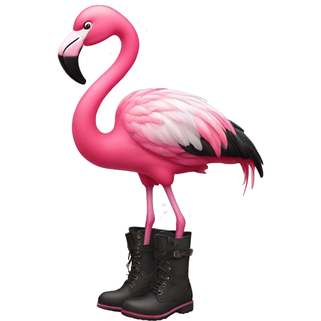 Flamingo in boots emoji