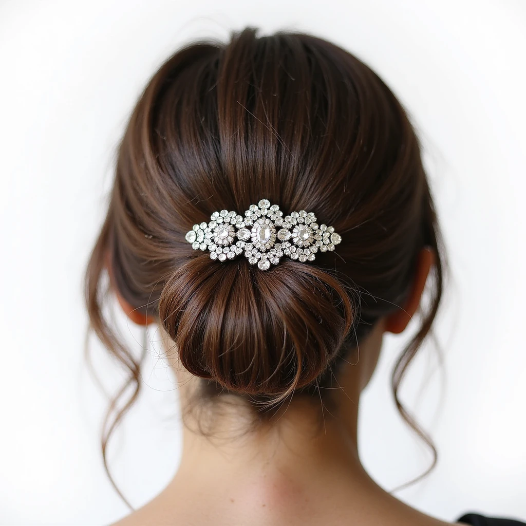 realistic hairclip with diamond accents, photorealistic, isolated, no hair, neutral background emoji