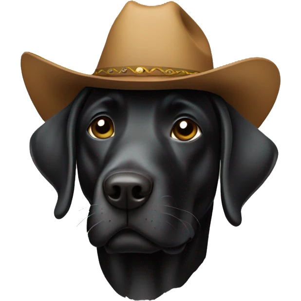 Black labrador wearing cowboy hat emoji