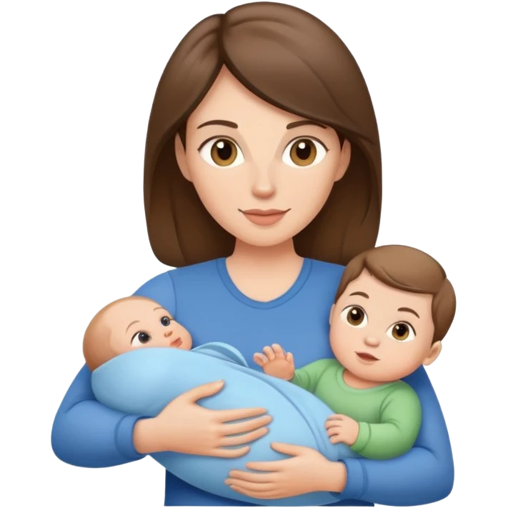 Light brunette fit mom with baby boy emoji