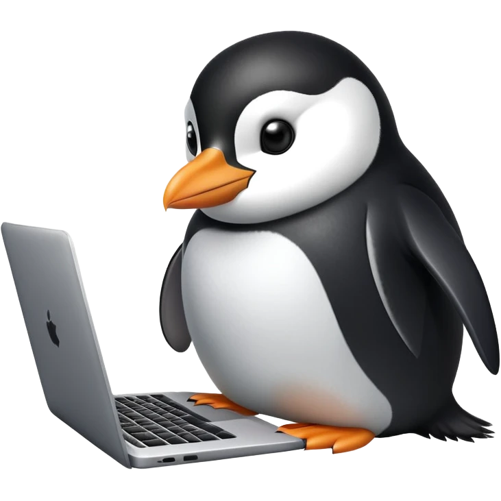 A penguin that works with a laptop emoji