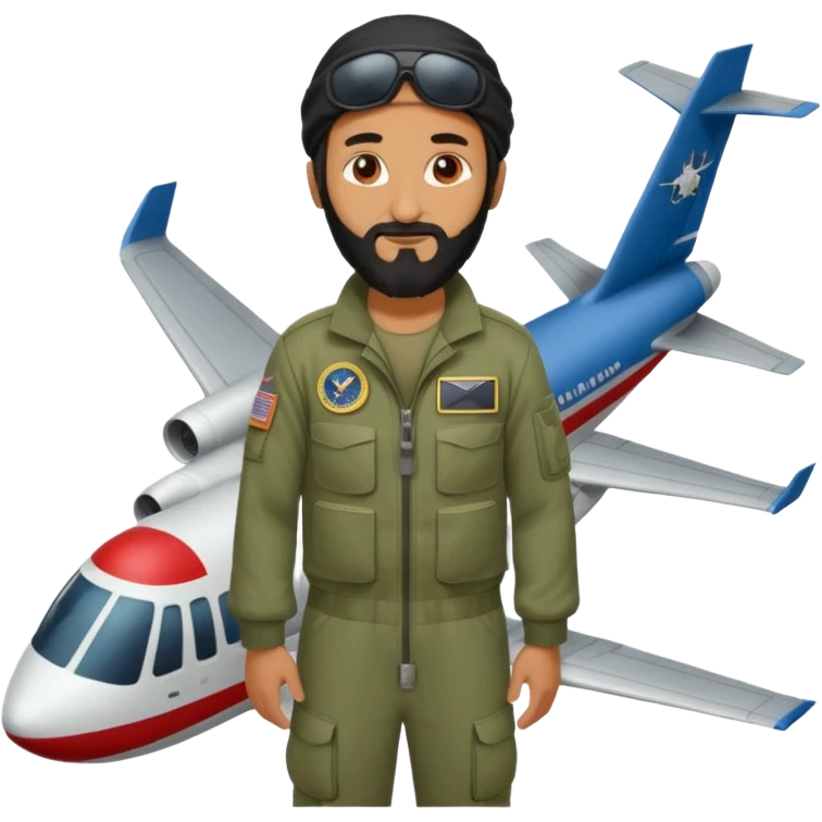 Osama bin Ladin standing on top of a plane emoji