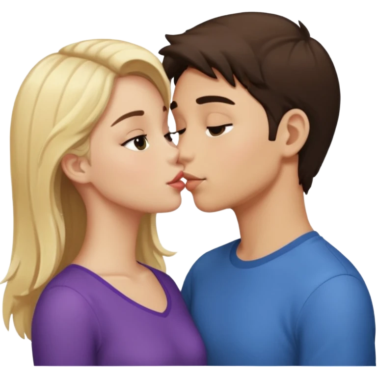 Brunette boy kissing blond girl emoji